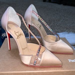 Christian Louboutin Nude Krystal Cross 100mm